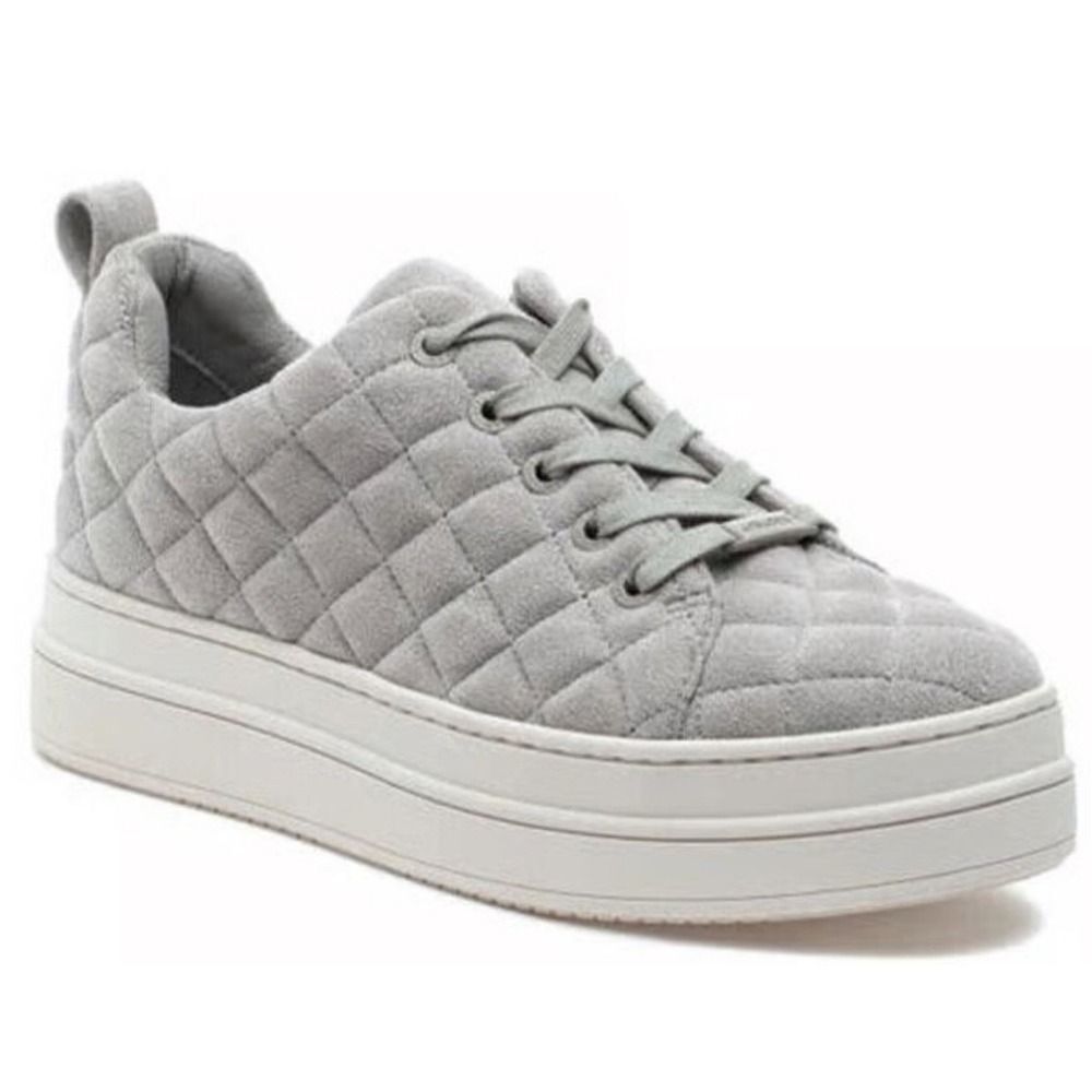J/Slides Quilted Sneakers Platform Comfy Casual‎ Shoes Women's Size 5 in Gray
